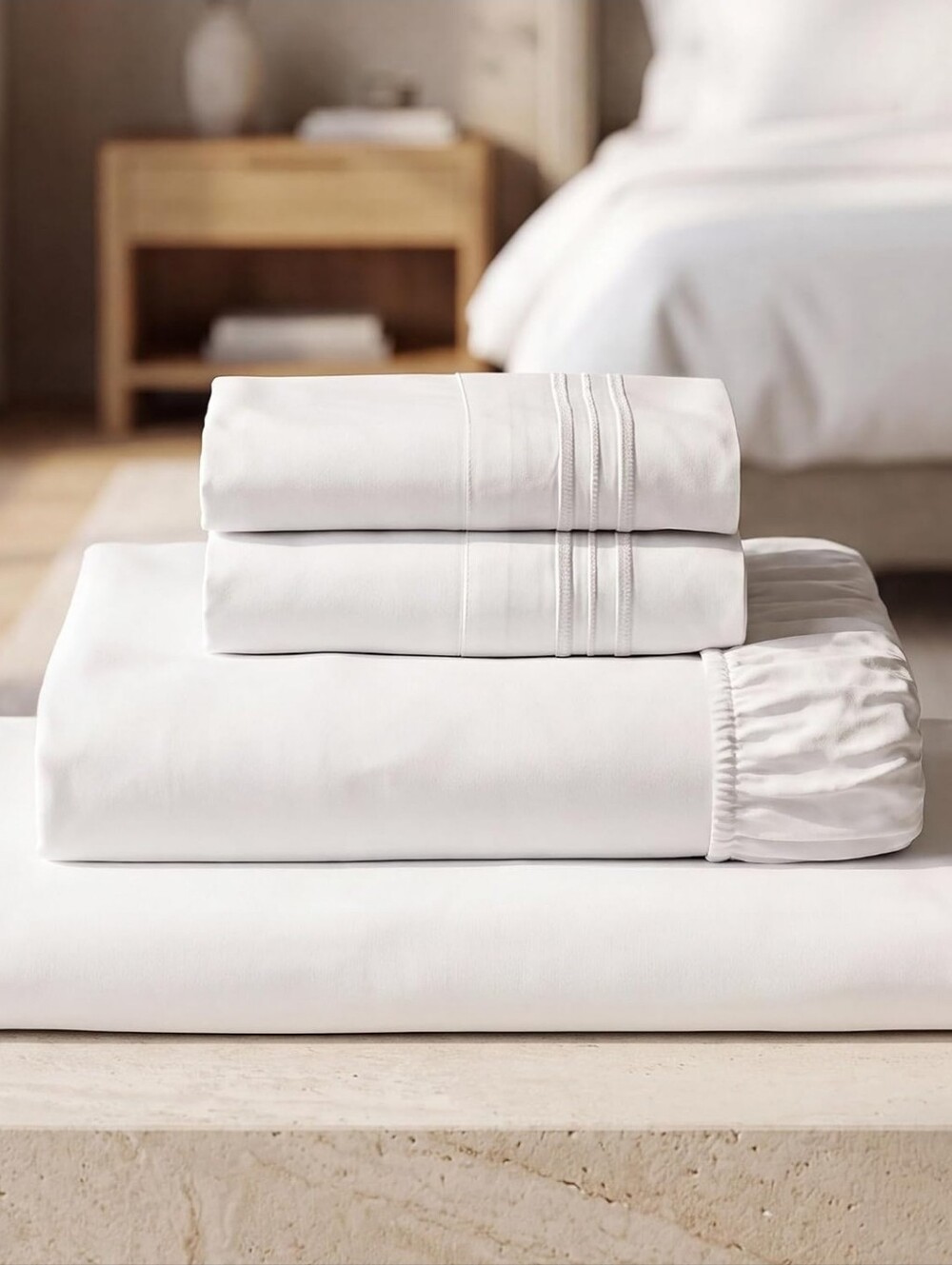 NEW! Mellanni Iconic 4-Piece, Ultra Soft Sheet Set King, White AWARD-WINNING